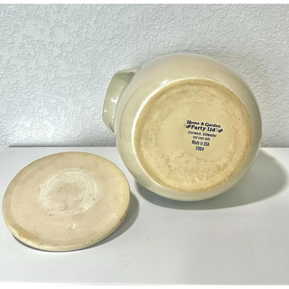 Home & Garden Party Lg Stoneware Ceramic Pot with Handles Lid and Floral Design - Picture 7 of 16